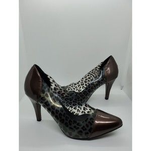 Beacon Womens Paulina Classic Pump Stiletto Heels Brown/Animal Print 9.5M